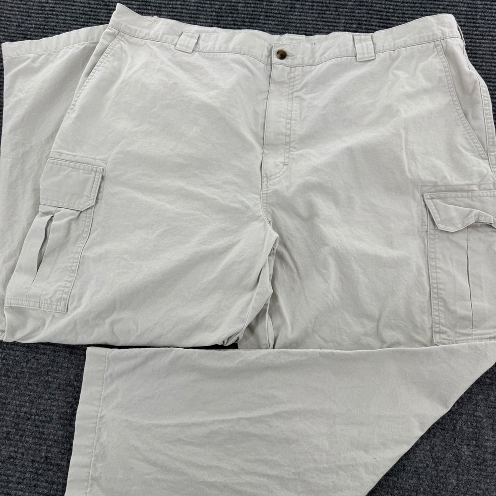L.L.Bean Natural Fit Mens 44x29 Tan Khaki Cotton Cargo Trousers Pants